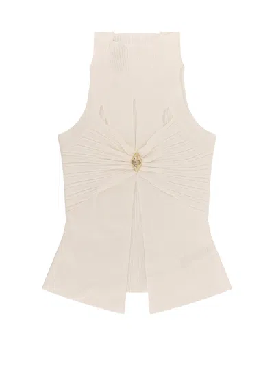 Elisabetta Franchi Ribbed Knitted Top With Metal Detail