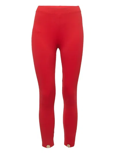 Pre-owned Elisabetta Franchi Ribbed Leggings In Red
