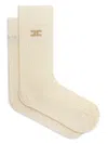 Elisabetta Franchi Ribbed Logo-detail Socks In Neutral