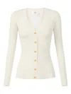 Elisabetta Franchi Ribbed Long-sleeve Cardigan In Neutral