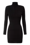 Elisabetta Franchi Schwarze Strickkleid Mit Hohem Kragen In Black
