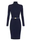 Elisabetta Franchi Ribbed Long-sleeve Mini Dress In Blue