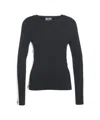 Elisabetta Franchi Ribbed Long-sleeved Top With Logo Detail In Black