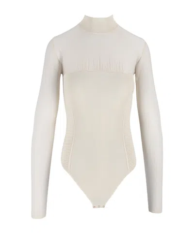 Elisabetta Franchi Ribbed Long-sleeve Bodysuit In White