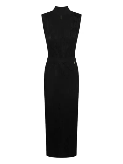Elisabetta Franchi Geripptes Maxikleid In Black