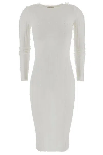 Elisabetta Franchi Ribbed-knit Midi Dress In White