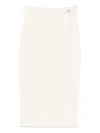 Elisabetta Franchi Ribbed Pencil Midi Skirt In Orange