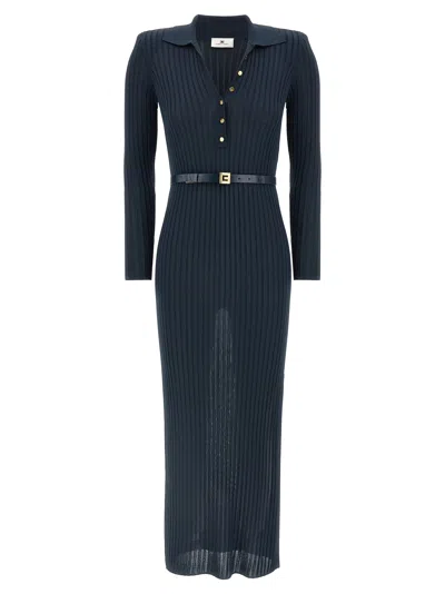 Elisabetta Franchi Ribbed Polo Dress Dresses Blue