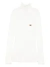 Elisabetta Franchi Ribbed Knit Turtleneck Top With Breast Pocket Clothing In White