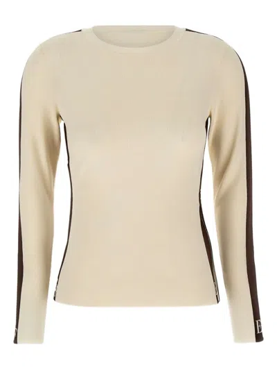 Elisabetta Franchi Ribbed Side-stripe Sweater In White