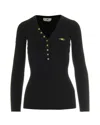 Elisabetta Franchi Ribbed Knit Top With Breast Pocket Clothing In Black