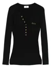 Elisabetta Franchi Maglia A Costine Con Taschino Nero In Black