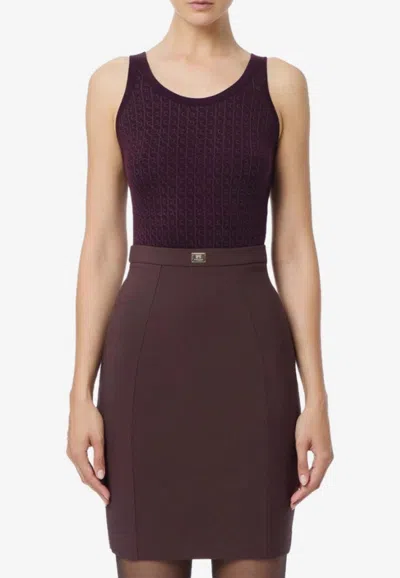 Elisabetta Franchi Ribbed Tank Top In Purple
