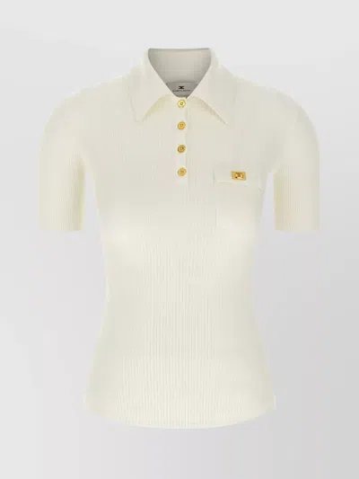 Elisabetta Franchi Ribbed Texture Short Sleeves Polo Shirt