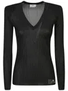 Elisabetta Franchi Black Ribbed Top In Black