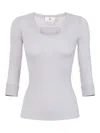 Elisabetta Franchi Ribbed Top In Gray