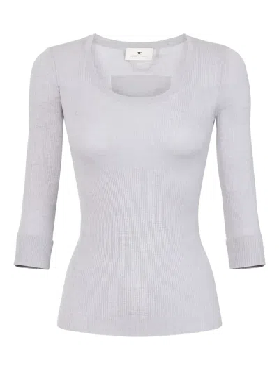 Elisabetta Franchi Ribbed Top In Gray