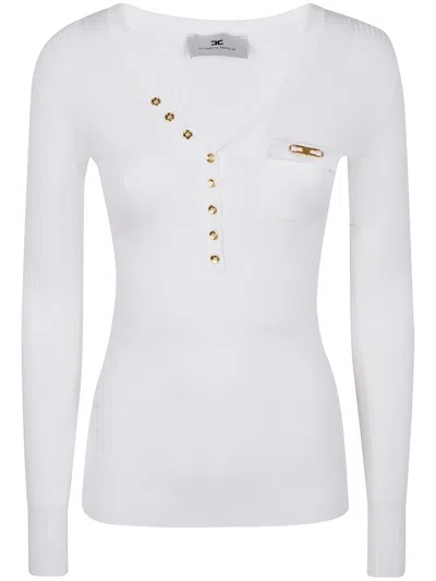 ELISABETTA FRANCHI ELISABETTA FRANCHI RIBBED TOP WITH BUTTON DETAILS