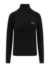 Elisabetta Franchi Logo Plaque Turtleneck Sweater In Black