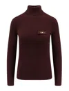 Elisabetta Franchi Turtleneck Sweater With Pocket In Burgundy