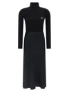Elisabetta Franchi Ribbed Turtleneck Midi Dress In Black