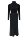 Elisabetta Franchi Ribbed Turtleneck Midi Dress In Black