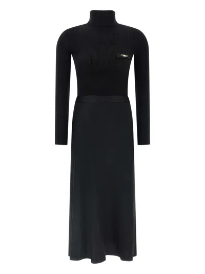 Elisabetta Franchi Logo-plaque Midi Dress In Multi