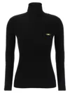 Elisabetta Franchi Ribbed Turtleneck Sweater Sweaters And Cardigans Black