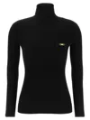 Elisabetta Franchi Ribbed Turtleneck Sweater Sweaters And Cardigans Black In Black