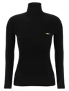Elisabetta Franchi Ribbed Turtleneck Sweater Sweaters And Cardigans Black In Black