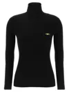 Elisabetta Franchi Ribbed Turtleneck Sweater Sweaters And Cardigans Black In Black