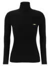 Elisabetta Franchi Ribbed Turtleneck Sweater Sweaters And Cardigans Black In Black