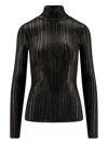Elisabetta Franchi Metallic Fabric Turtleneck Sweater In Black