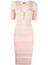 Elisabetta Franchi Geripptes Kleid Mit V-ausschnitt In Pink
