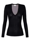 Elisabetta Franchi Ribbed V-neck Sweater In Black