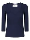 Elisabetta Franchi Ribbed V-neck Sweater In Blue