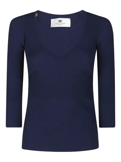 ELISABETTA FRANCHI RIBBED V-NECK SWEATER