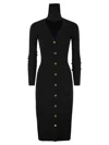Elisabetta Franchi Ribbed Viscose Midi Dresses With Button Placket