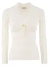 Elisabetta Franchi Ribbed Viscose Sweater With Button Placket