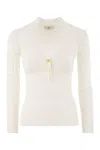 Elisabetta Franchi Ribbed Viscose Sweater With Button Placket