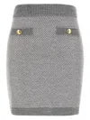 Elisabetta Franchi Short Knitted Skirt With Sequins In Gray
