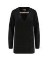 Elisabetta Franchi Ribbed Wool Blend Sweater In Black
