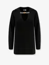 Elisabetta Franchi Ribbed Wool Blend Sweater In Black