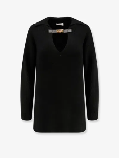 ELISABETTA FRANCHI RIBBED WOOL BLEND SWEATER