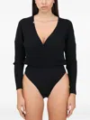 Elisabetta Franchi Wrap Blouse With Bodysuit Design In Black