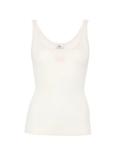 Elisabetta Franchi Ribbed-knit Logo-patch Vest In Neutral