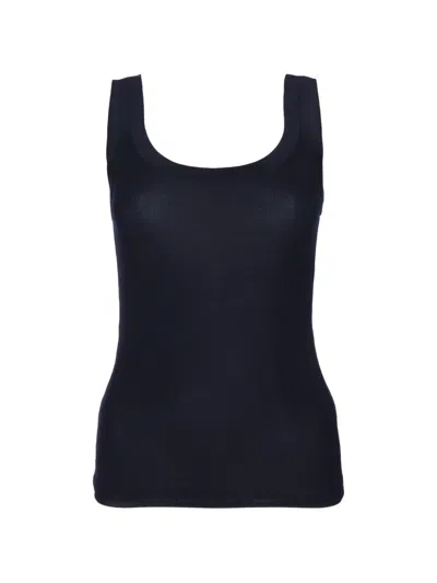 Elisabetta Franchi Ribbed-knit Logo-plaque Tank Top In Blue