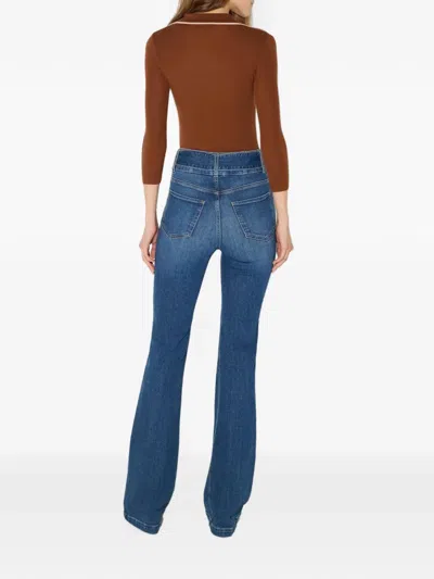 Elisabetta Franchi Slim Fit Long-sleeved Ribbed Knitted Polo Shirt In Brown