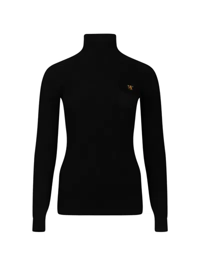 Elisabetta Franchi Ribbed-knit Roll-neck Sweater In Black