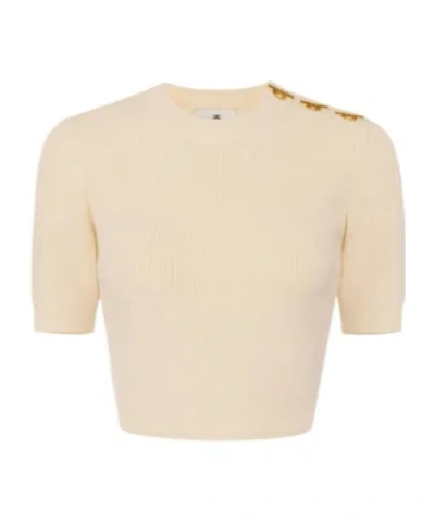 Elisabetta Franchi Ribbed-knit T-shirt In Neutral